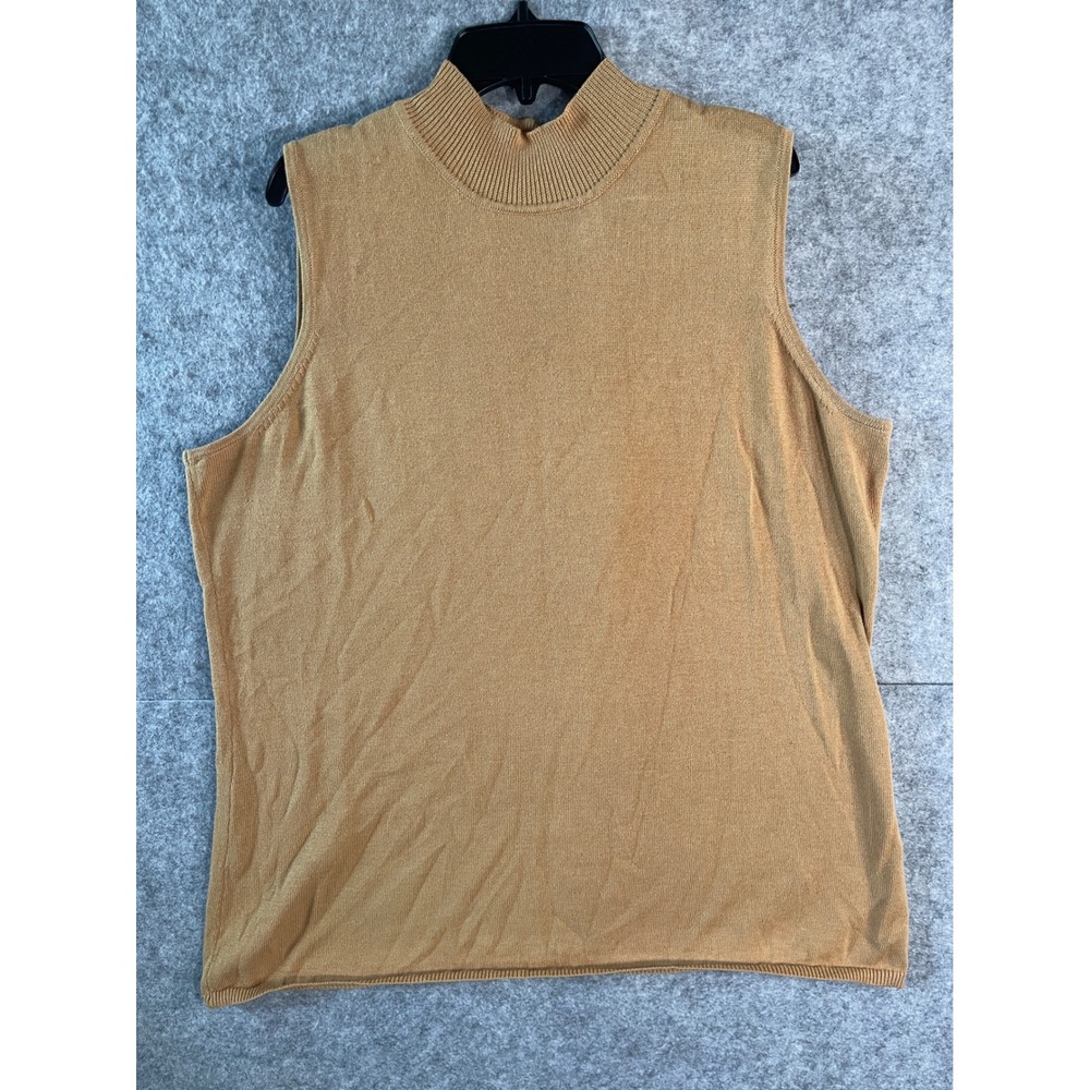 Jessica London Womens Mock Neck Sleeveless Knit Sweater Shell Camel Tan 18/20